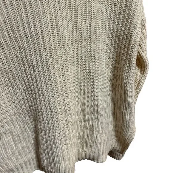 Lauren Ralph Lauren LRL‎ Womens M Sweater Shawl Cable Knit Collar Beige Warm - Picture 6 of 13